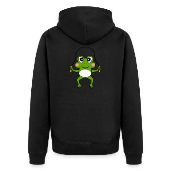 FUNNY FROG TOOK ROPE RINGS LE CADEAU DE LURCH - Veste à capuche bio Premium Unisexe - noir - Dos - Nico (187cm)