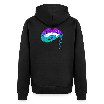 Melting lips - Unisex Premium Organic Zip Hoodie - black - Back - Nico (187cm)