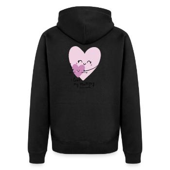 I LOVE MY MUMMY SOOO MUCH - Unisex Premium Bio Zip Hoodie - Schwarz - Hinten - Nico (187cm)