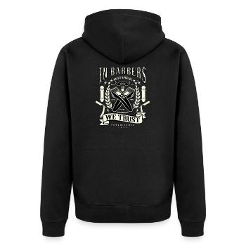 Nous faisons confiance aux coiffeurs - Veste à capuche bio Premium Unisexe - noir - Dos - Nico (187cm)