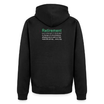Funny retirement Defintion work on bike - Unisex Premium Organic Zip Hoodie - black - Back - Nico (187cm)