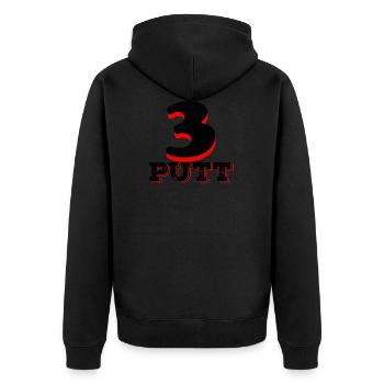 3 Putts Shirt - Unisex Premium Bio Zip Hoodie - Schwarz - Hinten - Nico (187cm)
