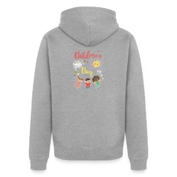 Journée des enfants - Veste à capuche bio Premium Unisexe - gris chiné - Dos - Nico (187cm)