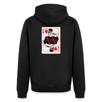Poker Pokern Kartenspiel Geschenk Casino Karten - Unisex Premium Bio Zip Hoodie - Schwarz - Hinten - Nico (187cm)