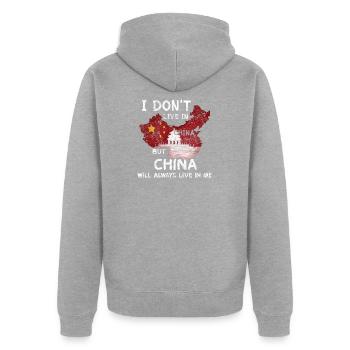 China flag home Beijing gift birthday - Unisex Premium Organic Zip Hoodie - heather grey - Back - Nico (187cm)