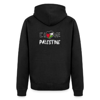 Palästina - Unisex Premium Bio Zip Hoodie - Schwarz - Hinten - Nico (187cm)