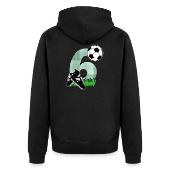 6ème anniversaire cadeau foot enfants - Veste à capuche bio Premium Unisexe - noir - Dos - Nico (187cm)