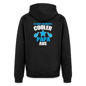so sieht ein richtig cooler papa aus - Unisex Premium Bio Zip Hoodie - Schwarz - Hinten - Nico (187cm)