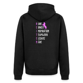 Rider horses Horse stall Equitation - Unisex Premium Organic Zip Hoodie - black - Back - Nico (187cm)