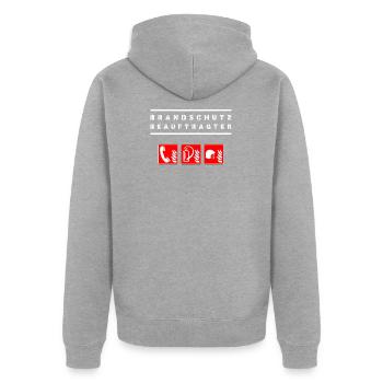 Brandschutz Brandschutzbeauftragter Sicherheit bac - Unisex Premium Bio Zip Hoodie - Grau meliert - Hinten - Nico (187cm)