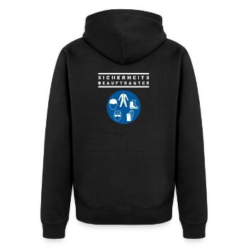 Sicherheitsbeauftragter Sicherheit Arbeistschutzge - Unisex Premium Bio Zip Hoodie - Schwarz - Hinten - Nico (187cm)