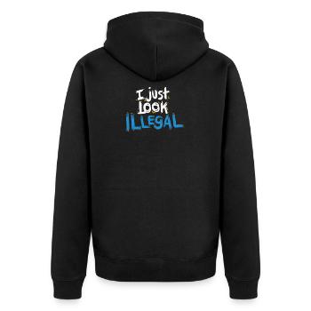I only look illegal! - Gift - Unisex Premium Organic Zip Hoodie - black - Back - Nico (187cm)