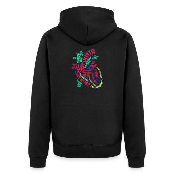Anatomie des Herzens . - Geschenk - Unisex Premium Bio Zip Hoodie - Schwarz - Hinten - Nico (187cm)