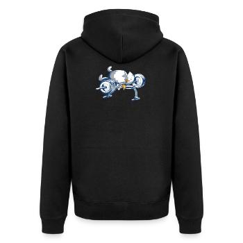 Weightlifting Fitness Sport Egg Ironic - Unisex Premium Organic Zip Hoodie - black - Back - Nico (187cm)