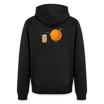 Orange Pipi Pinkeln Lustig Saft gesund - Unisex Premium Bio Zip Hoodie - Schwarz - Hinten - Nico (187cm)