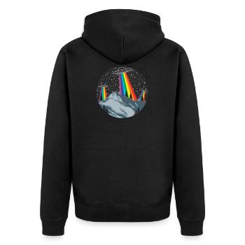 Paysage de montagne UFO extraterrestre - Veste à capuche bio Premium Unisexe - noir - Dos - Nico (187cm)