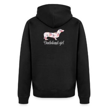 Dackel Liebhaber, Dackel Mädchen, Neuer Dackel - Unisex Premium Bio Zip Hoodie - Schwarz - Hinten - Nico (187cm)