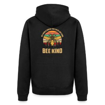 Bee kind Biene Imker Imkerei - Unisex Premium Bio Zip Hoodie - Schwarz - Hinten - Nico (187cm)