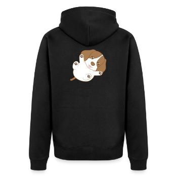 Beagle - Beagles - Pfoten - Welpe - Unisex Premium Bio Zip Hoodie - Schwarz - Hinten - Nico (187cm)