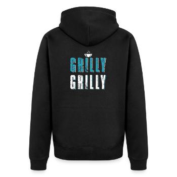 Funny BBQ Grill - Unisex Premium Organic Zip Hoodie - black - Back - Nico (187cm)