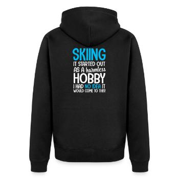 Ski skiing - Unisex Premium Organic Zip Hoodie - black - Back - Nico (187cm)