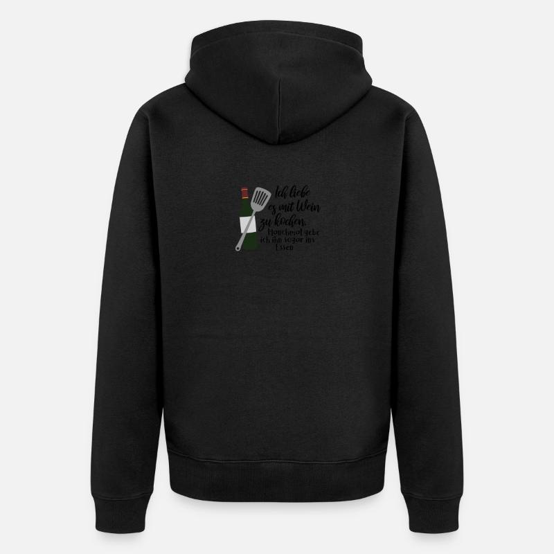 Wein Kochen Essen - Unisex Premium Bio Zip Hoodie - Schwarz