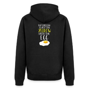 Ei Spiegelei Denglisch - Unisex Premium Bio Zip Hoodie - Schwarz - Hinten - Nico (187cm)