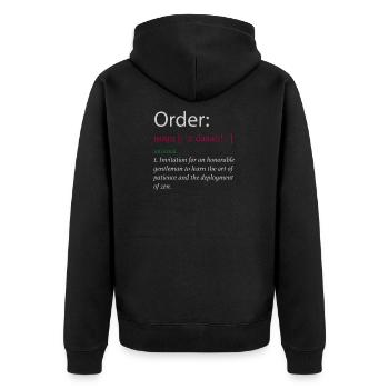 John Bercow Order Definition Brexit Spruch lustig - Unisex Premium Bio Zip Hoodie - Schwarz - Hinten - Nico (187cm)