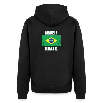 Made In Brazil Brazil Flag Gift - Unisex Premium Organic Zip Hoodie - black - Back - Nico (187cm)