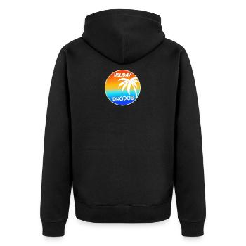 Rhodos Holiday Design bunt - Unisex Premium Bio Zip Hoodie - Schwarz - Hinten - Nico (187cm)