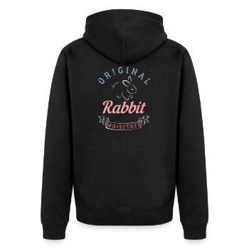Kaninchen - Unisex Premium Bio Zip Hoodie - Schwarz - Hinten - Nico (187cm)