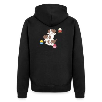 Jack Russel - Terrier - Kuchen - Cupcake - Unisex Premium Bio Zip Hoodie - Schwarz - Hinten - Nico (187cm)