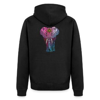 Elephant mandala pattern - Unisex Premium Organic Zip Hoodie - black - Back - Nico (187cm)