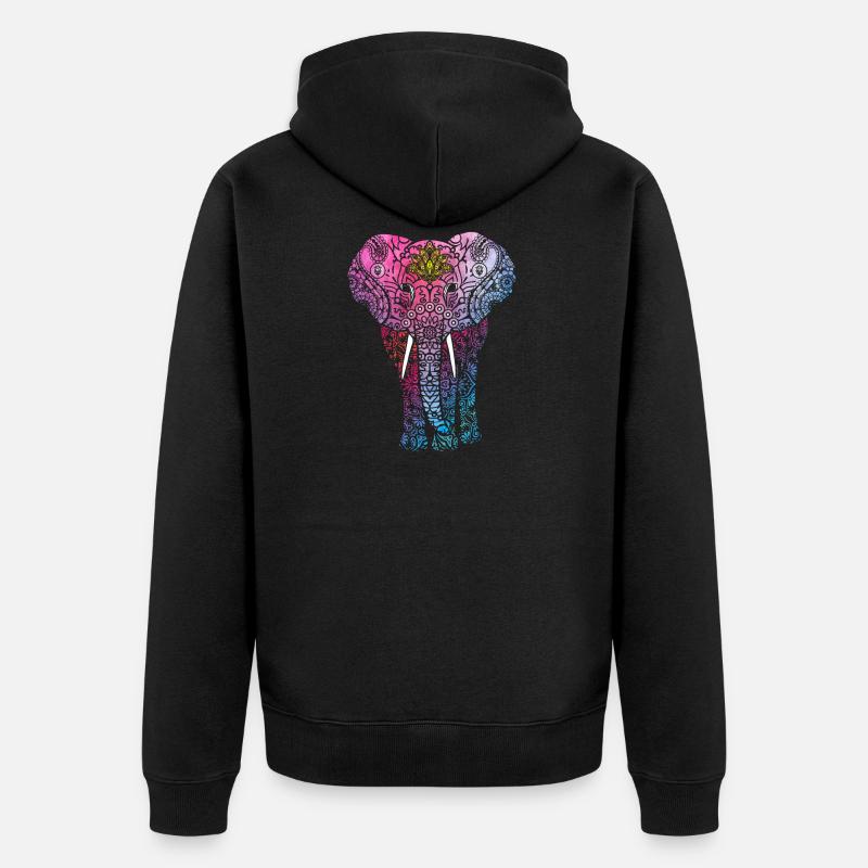 Motif de mandala d'éléphant - Veste à capuche bio Premium Unisexe - noir