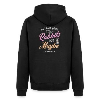 Kaninchen - Unisex Premium Bio Zip Hoodie - Schwarz - Hinten - Nico (187cm)