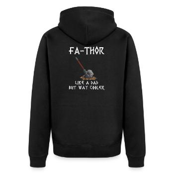 Fa-Thor Father Thor Dad Daddy Father's Day Viking - Unisex Premium Bio Zip Hoodie - Schwarz - Hinten - Nico (187cm)