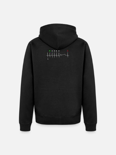 Heartbeat Motorcycle ECG - Unisex Premium Organic Zip Hoodie - black