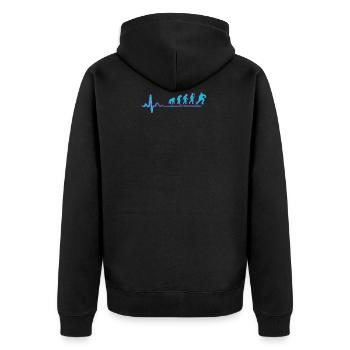 Herzschlag EKG Evolution Eishockey Ice Hockey - Unisex Premium Bio Zip Hoodie - Schwarz - Hinten - Nico (187cm)
