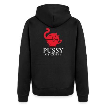 Pussy My Coffe Tee Shirt Gift idea - Unisex Premium Organic Zip Hoodie - black - Back - Nico (187cm)
