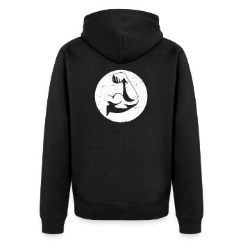 Bizeps - Unisex Premium Bio Zip Hoodie - Schwarz - Hinten - Nico (187cm)