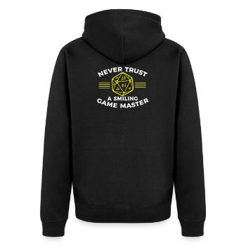 Ne faites jamais confiance au maître du jeu - stylo et papier - Veste à capuche bio Premium Unisexe - noir - Dos - Nico (187cm)