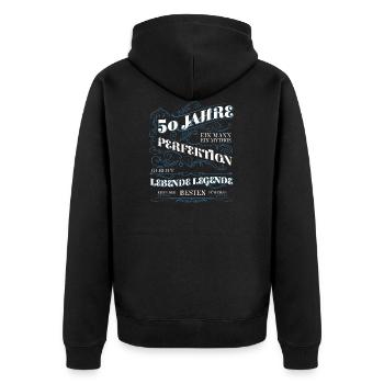 50. Geburtstag Geschenk Jahrgang - Unisex Premium Bio Zip Hoodie - Schwarz - Hinten - Nico (187cm)