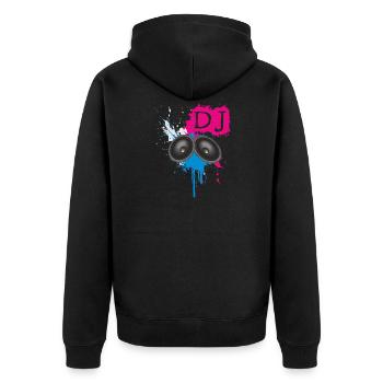 DJ Grunge Design - Unisex Premium Bio Zip Hoodie - Schwarz - Hinten - Nico (187cm)