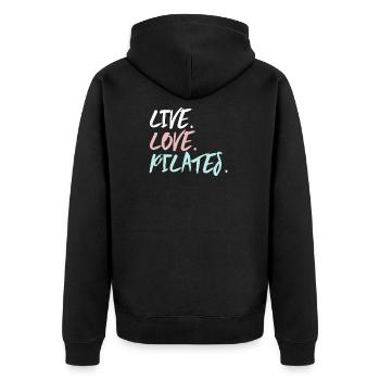 vivre l'amour pilates - Veste à capuche bio Premium Unisexe - noir - Dos - Nico (187cm)