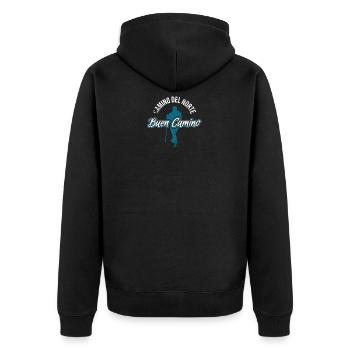 Buen Camino Del Norte Pilgern - Unisex Premium Bio Zip Hoodie - Schwarz - Hinten - Nico (187cm)