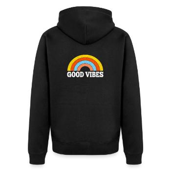 retro good vibes - Unisex Premium Bio Zip Hoodie - Schwarz - Hinten - Nico (187cm)