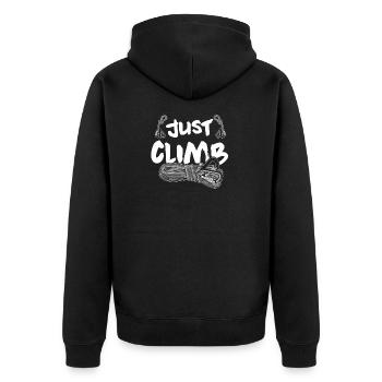 Climb - Unisex Premium Organic Zip Hoodie - black - Back - Nico (187cm)
