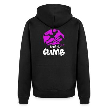 Klettern - Unisex Premium Bio Zip Hoodie - Schwarz - Hinten - Nico (187cm)