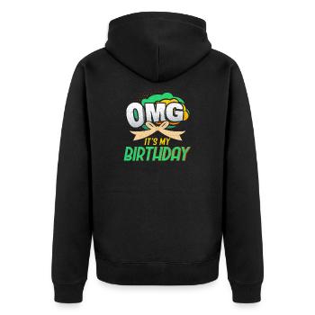 OMG c’est mon anniversaire style comique graphique demi-ton - Veste à capuche bio Premium Unisexe - noir - Dos - Nico (187cm)
