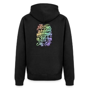 Second Anniversary Two Years Together Happy - Unisex Premium Organic Zip Hoodie - black - Back - Nico (187cm)